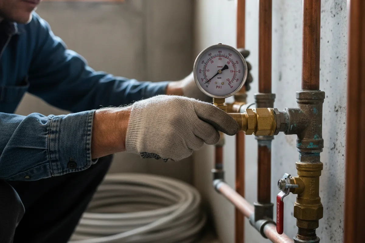 Pressure testing a repaired line during Water Line Repair in Clark Mills